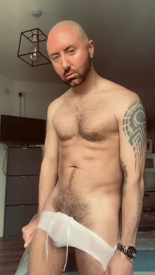 Pulling off my wet briefs