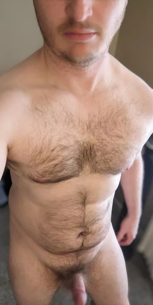 Stripping down for an after work shower