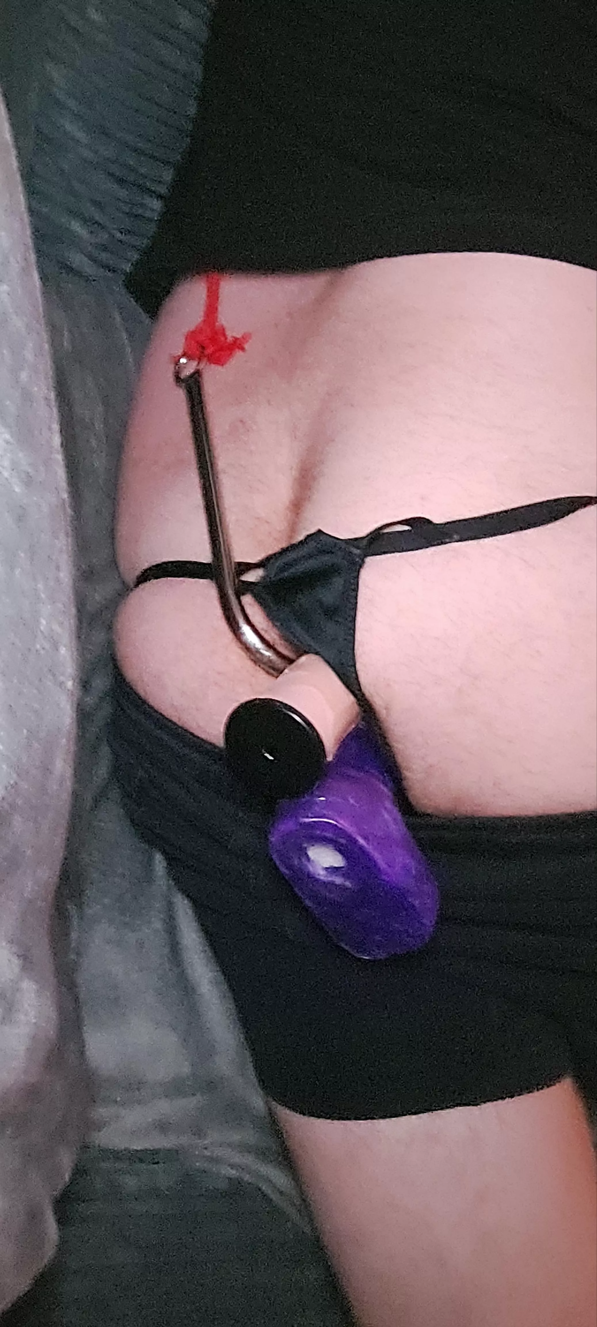 Anal hook and 2 huge dildos in my ass