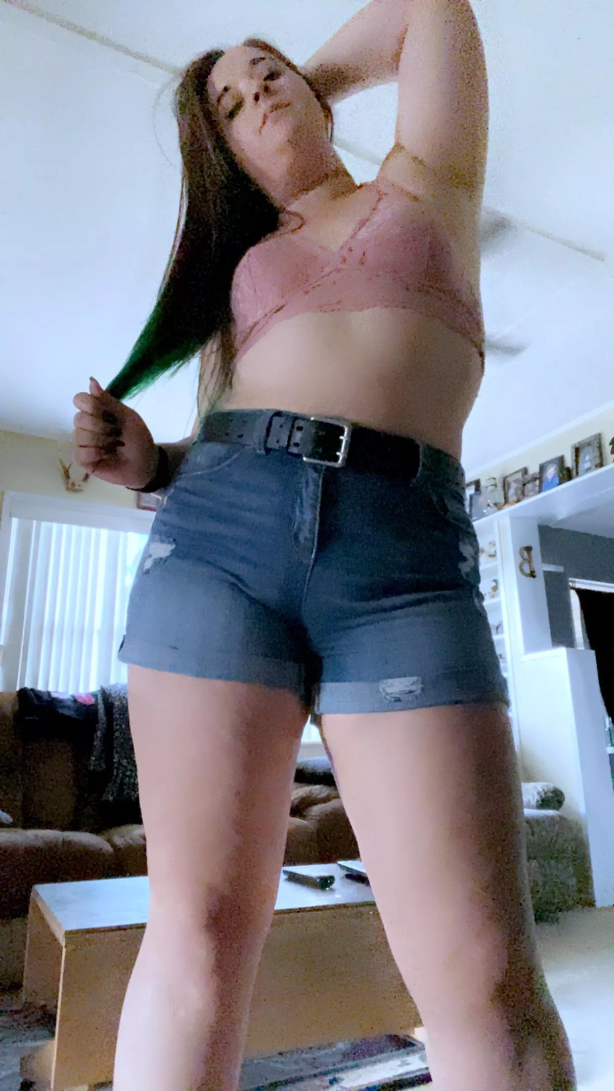 Denim shorts and a salty tan