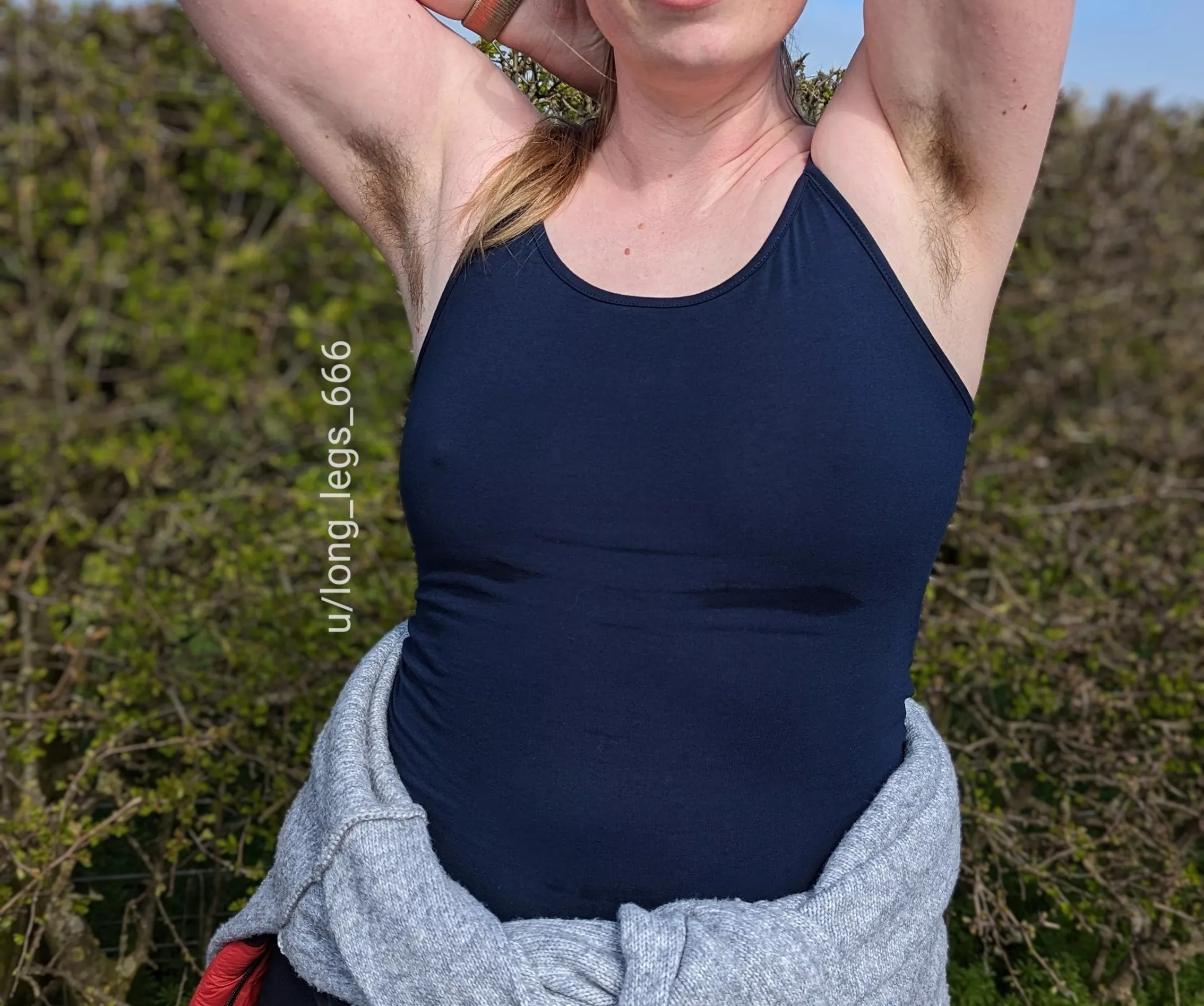 Hairy UK milf showing off my pits in public x