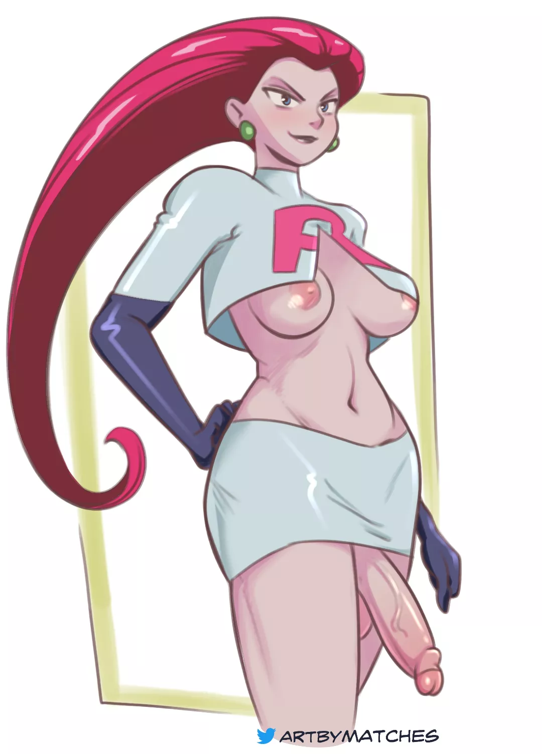 I drew Jessie from Pokemon as a futa