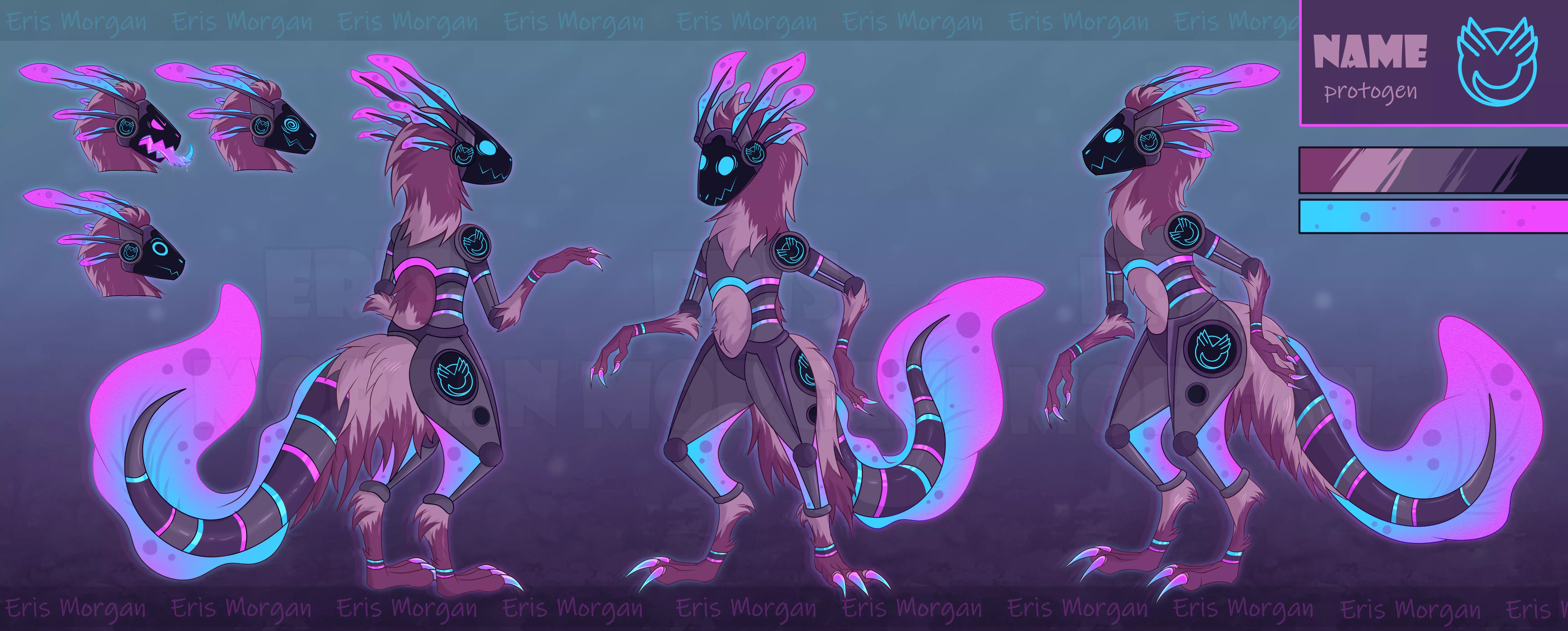 [ADOPTABLE AUCTION] Protogen Axolotl (OC by me) - More info on the first comment