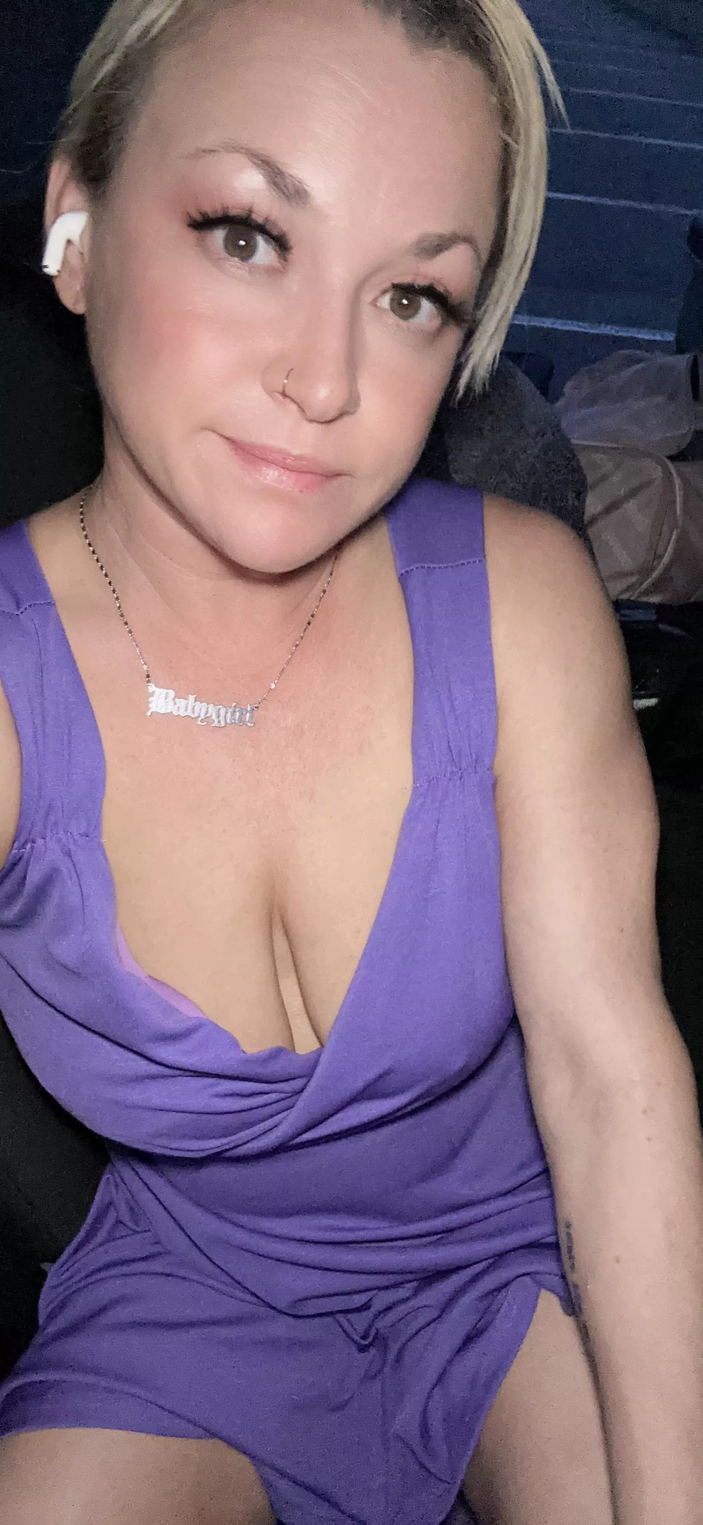 Braless in purple