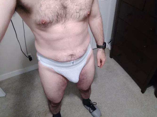 Classic jock sweaty after workout