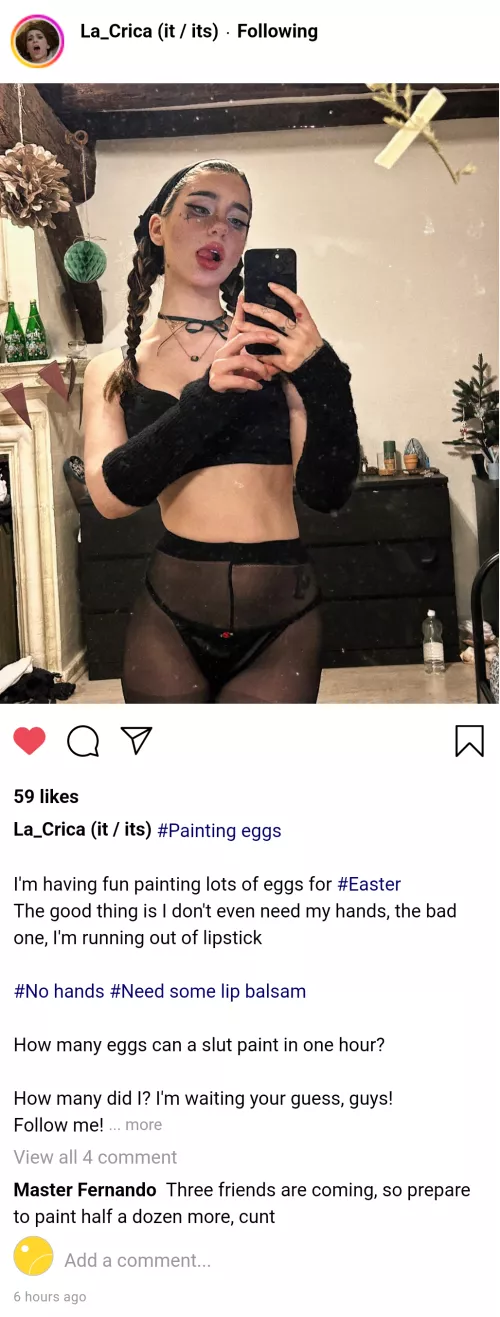 (Cuntagram) (@la_crica) - Easter time, bring your eggs
