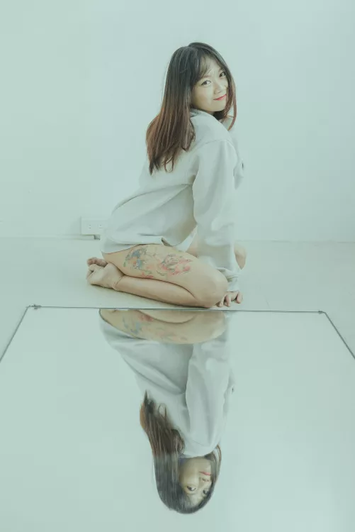 feelin' cute in this sweater 🥰 guess what i'm wearing underneath 🤭