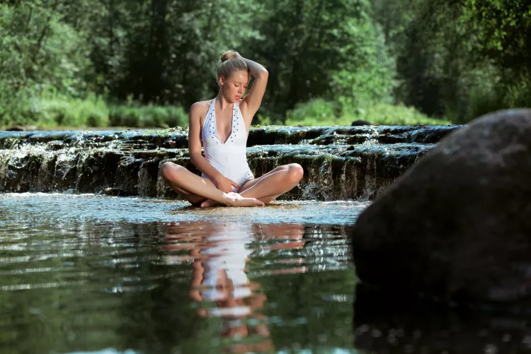 in the lotus position