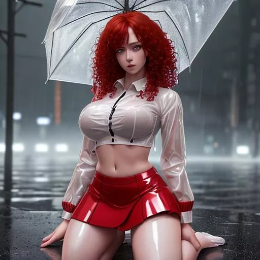 Girl white latex tank top in rain #dalle2 #AiArtwork #digitalart #OpenAI