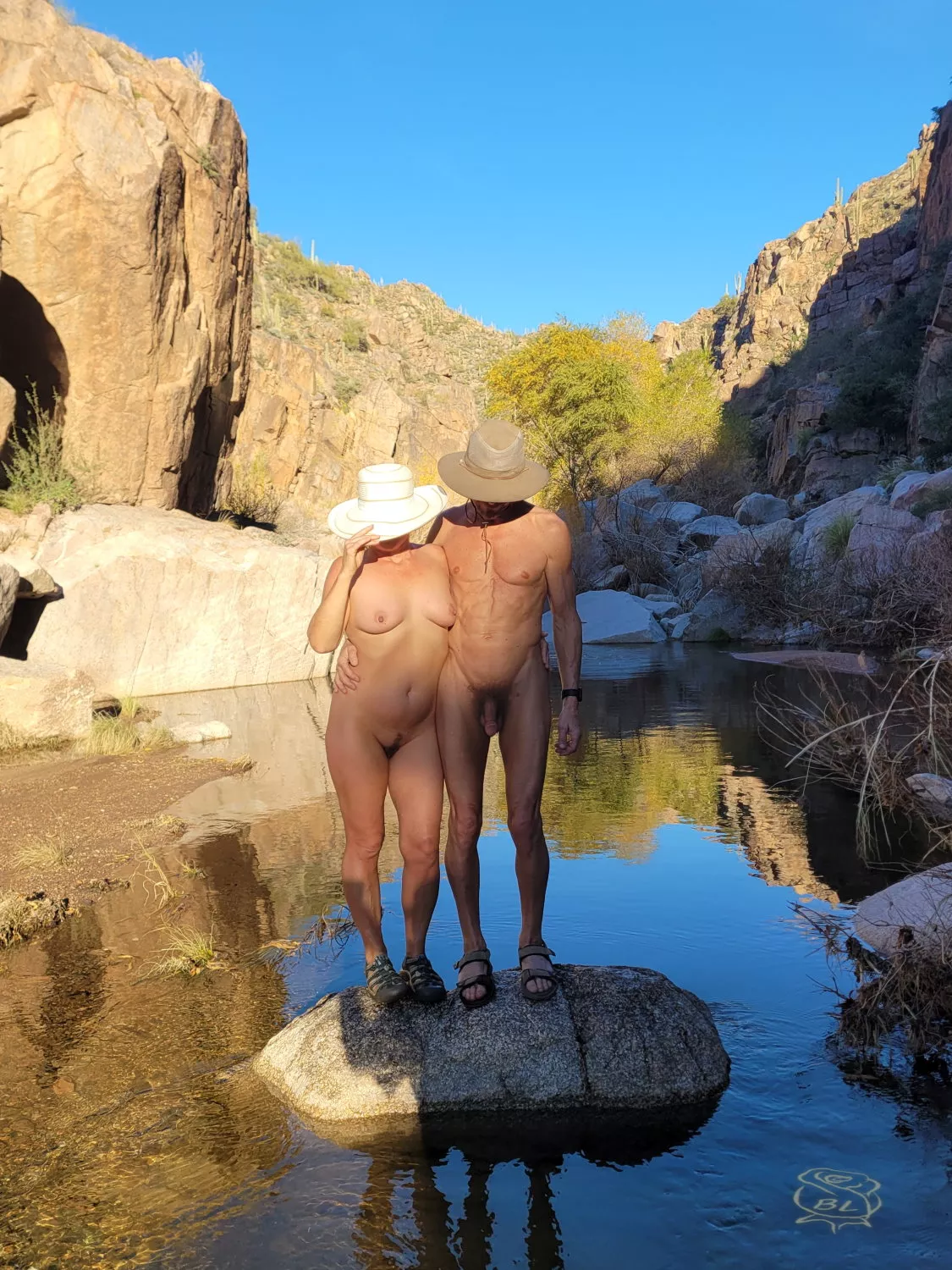 Hiking with a fun fellow nudist friend