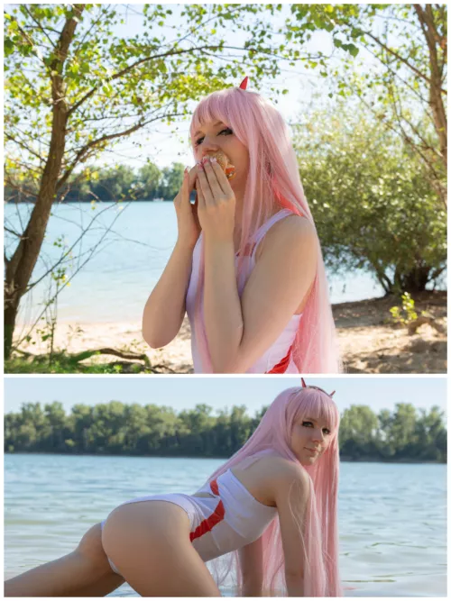 I only have one burger, so I guess you'll have to snack on me this time~ Zero-Two from Darling in the franxx by x_nori_ [Self]