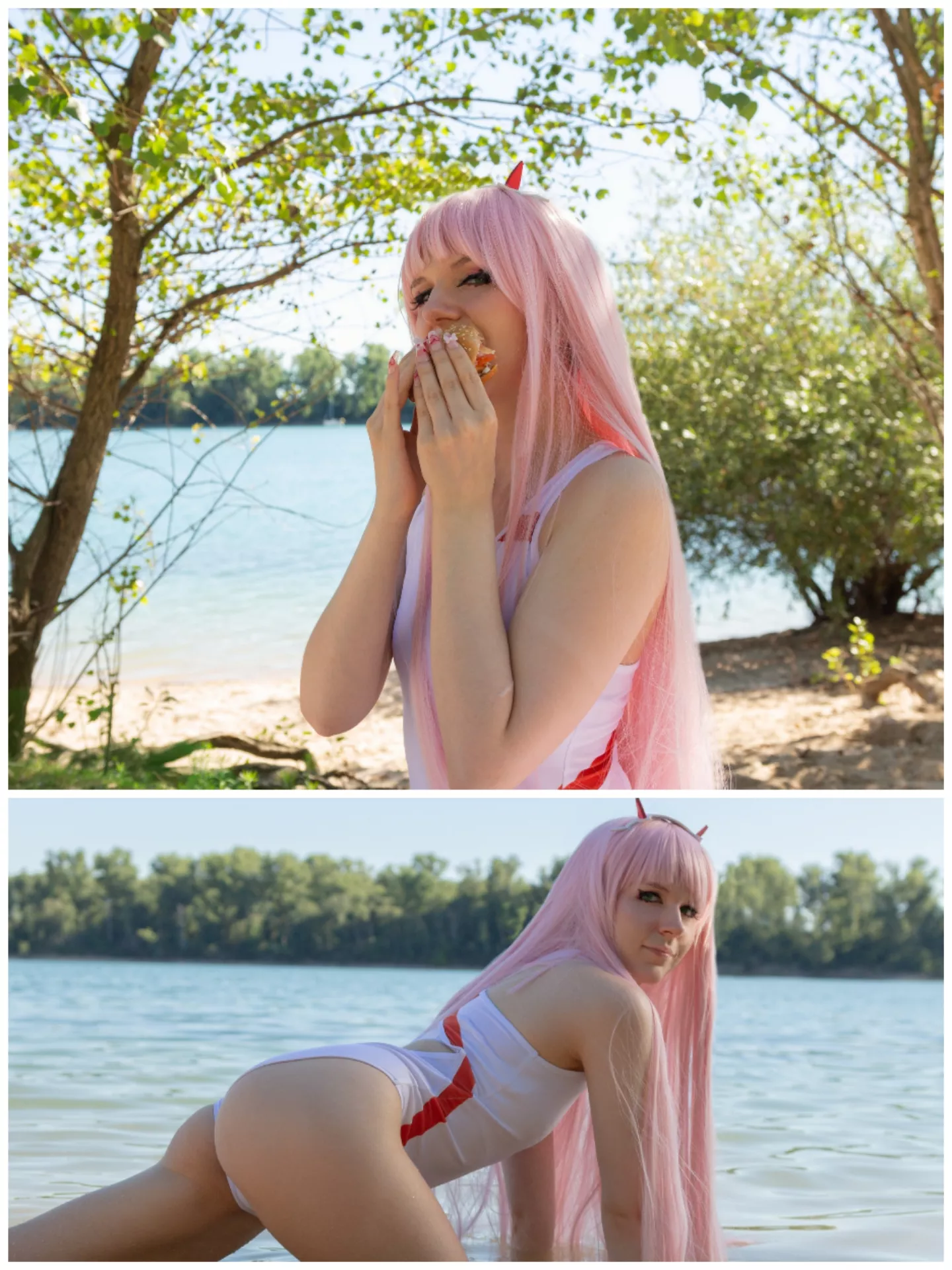 I only have one burger, so I guess you'll have to snack on me this time~ Zero-Two from Darling in the franxx by x_nori_ [Self]