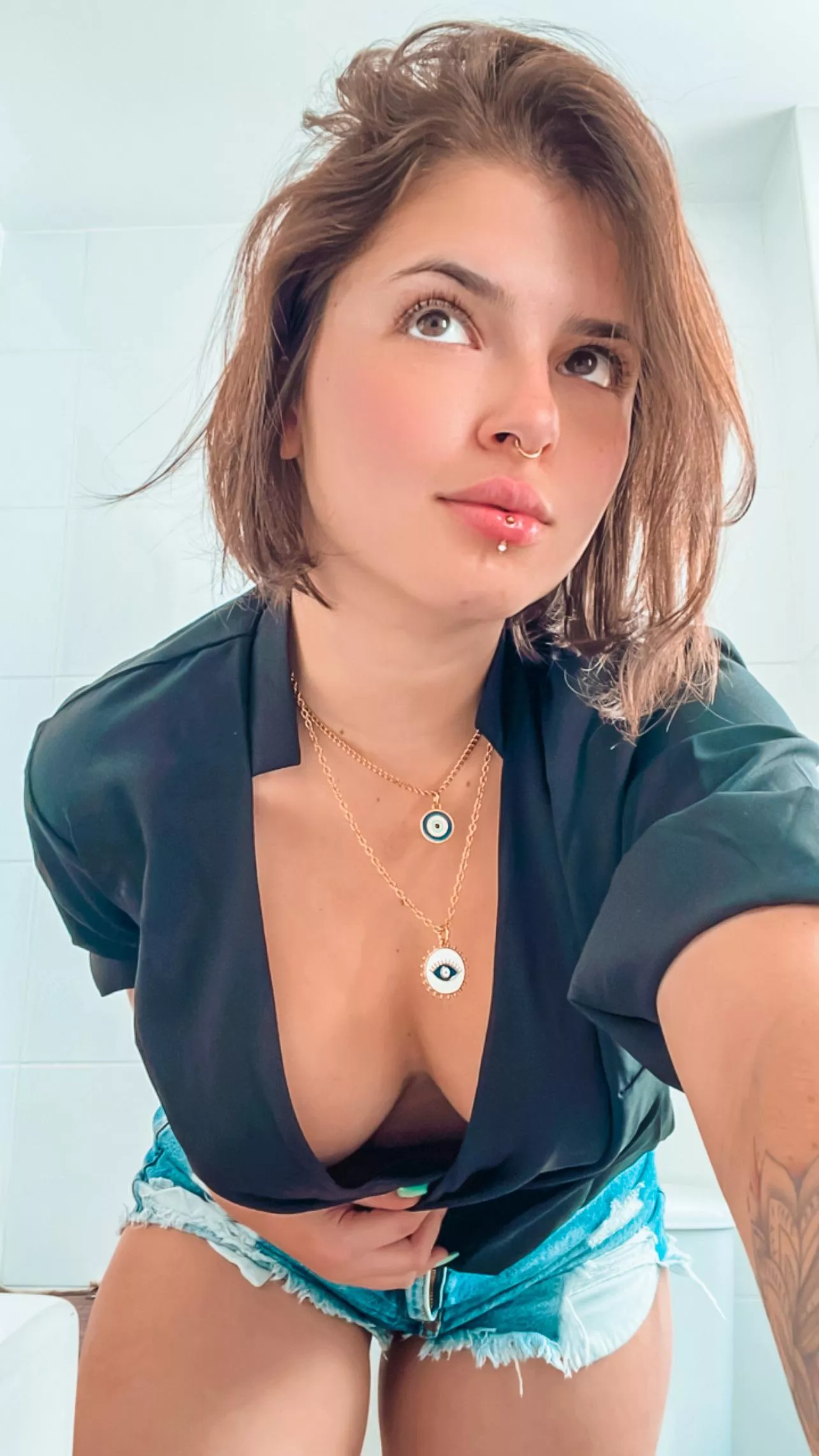 Little down the shirt action