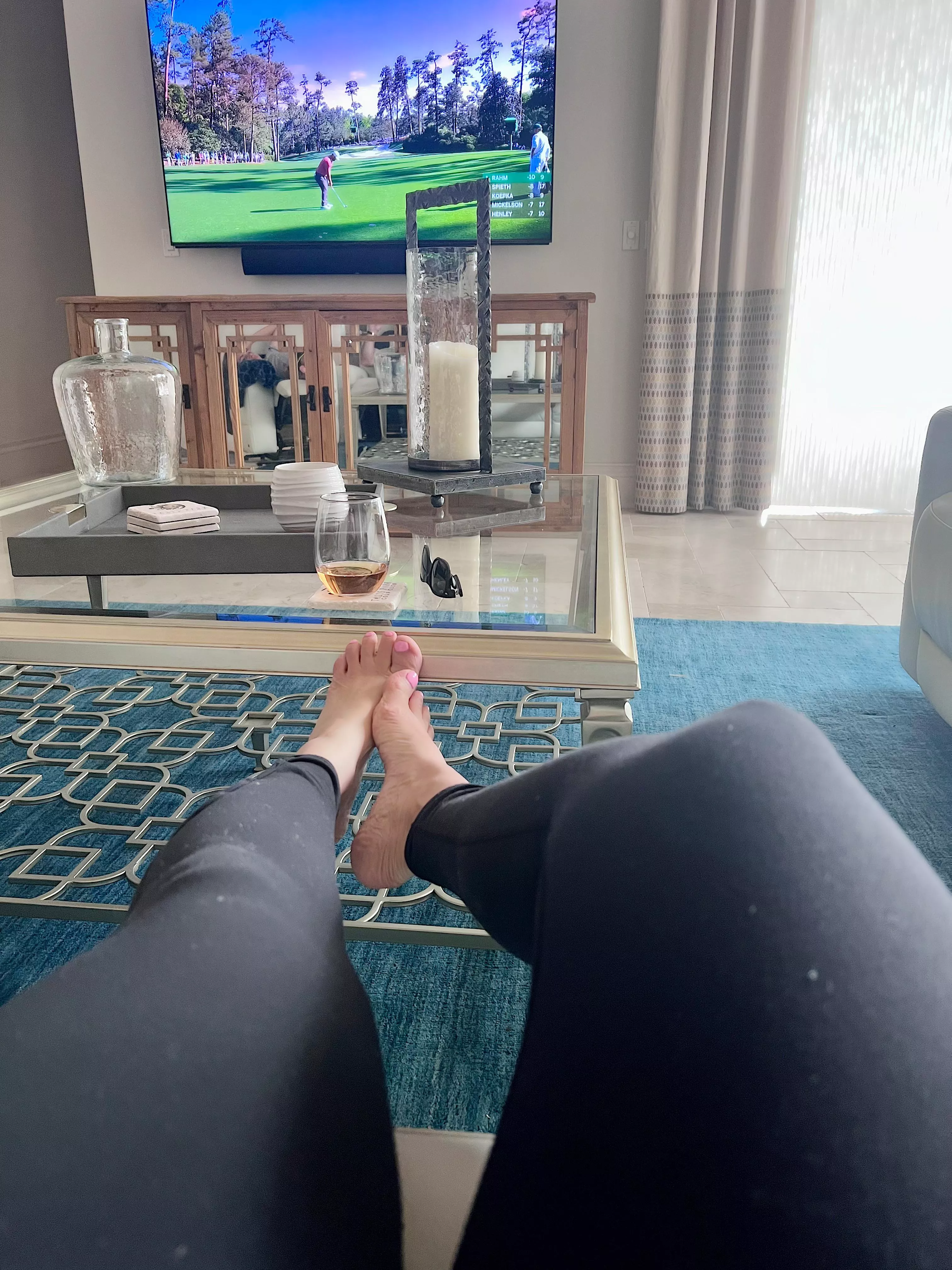 Masters Sunday…with my baby pink toes and rose’