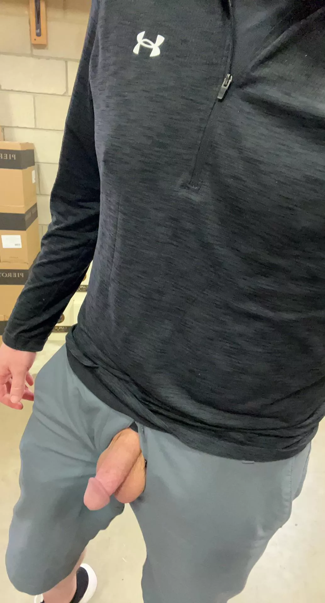 My assistant went to get a coffee so I got my cut cock out at work