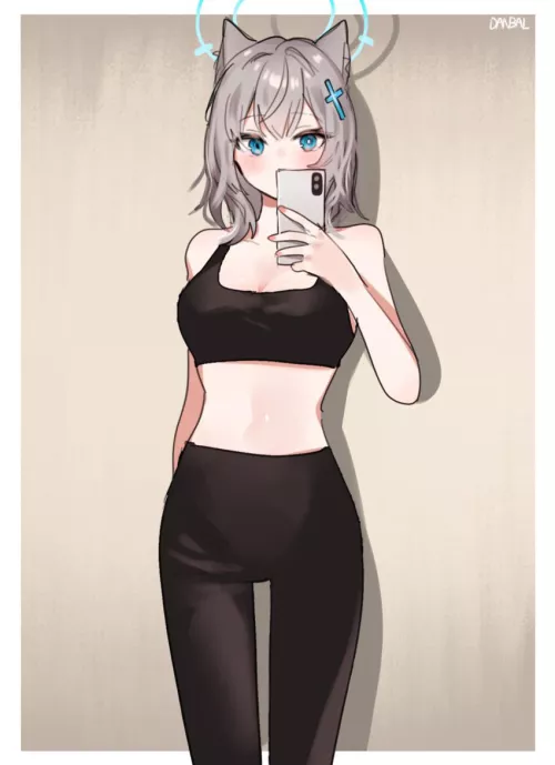Neko girl workout pic