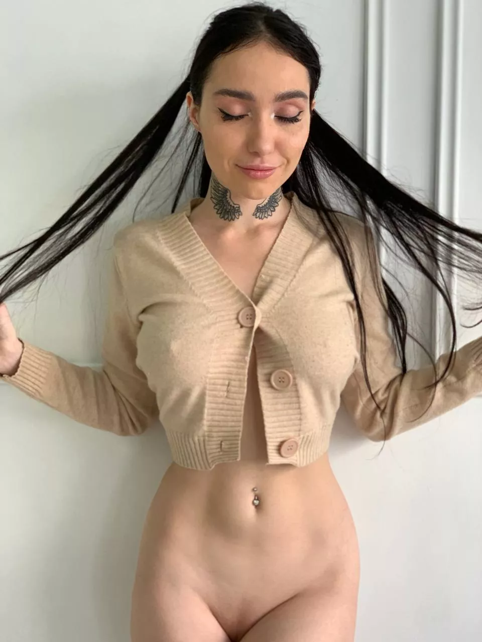 Only the crop top and nothing more