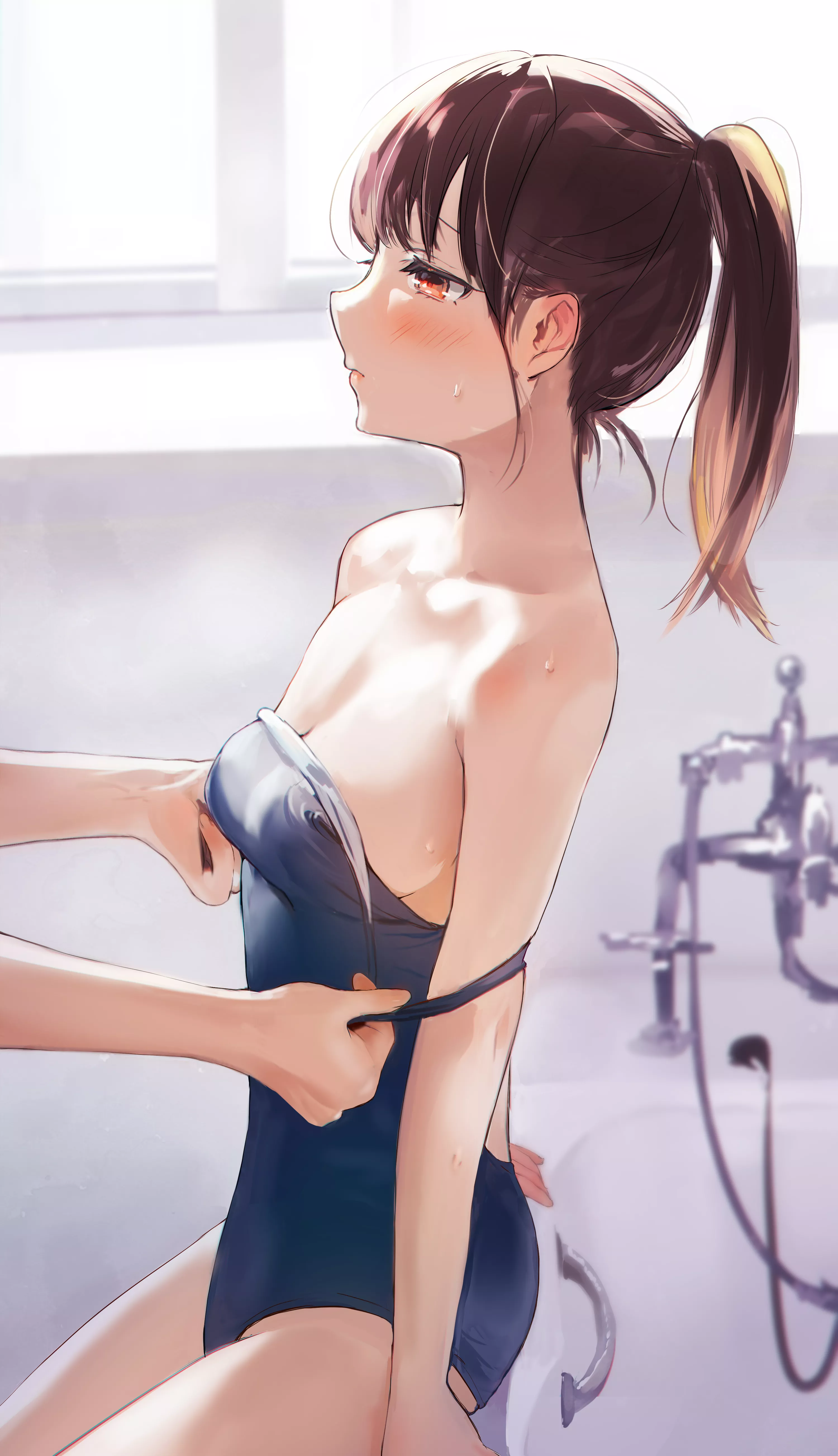 Removing her swimsuit [Original]
