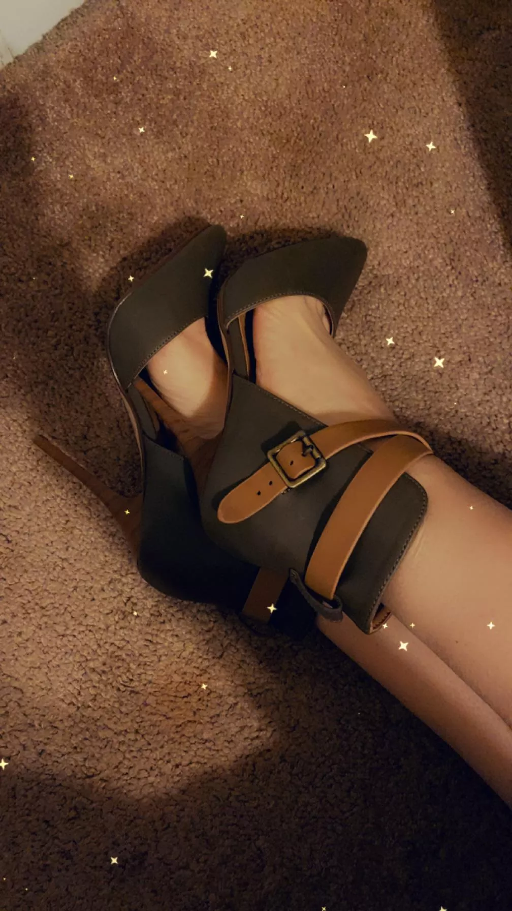 Green and tan stilettos