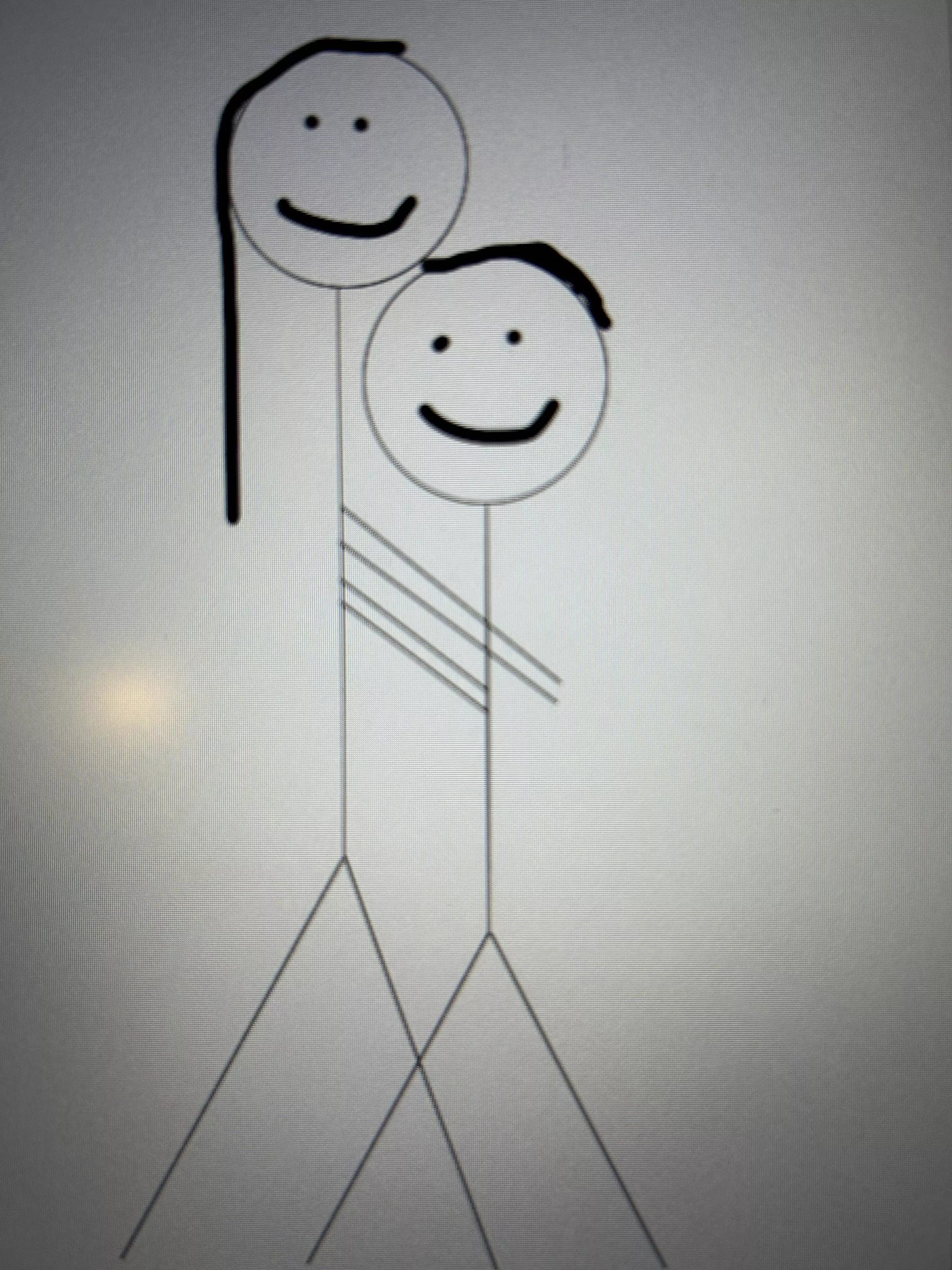 I heard that the Dommes here liked artists, so here is a drawing of me and my (hopefully future) Domme hugging.