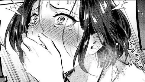 LF Mono Source: 1girl, sfx, blush, sweat, short hair, streaming tears, wide eye, surprised