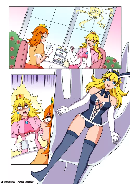 Peach bunnygirl doll/figurine for late easter