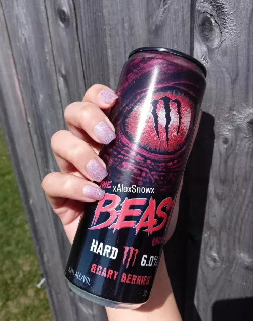 Another day, another drink. Holo purple nails.