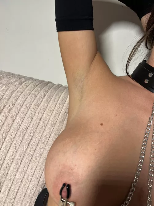 Armpit and nipple clamp, perfect combo😈