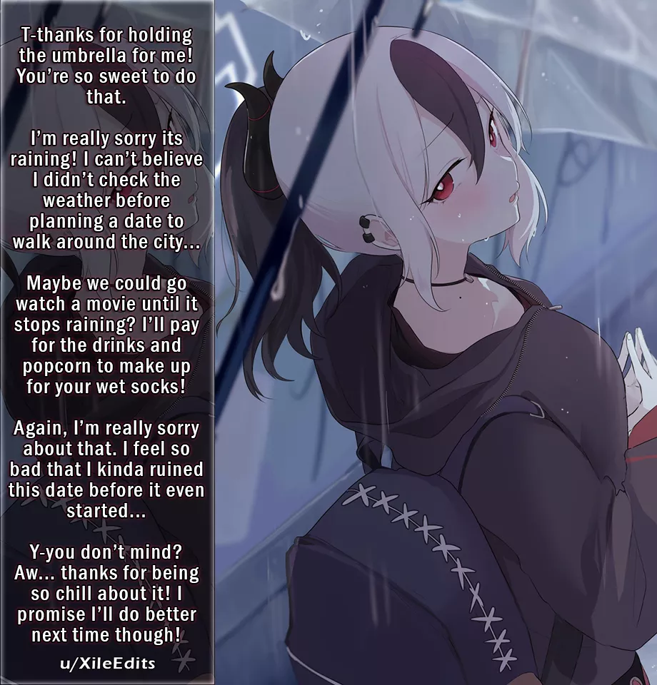 It started raining during your date! [Goth][Super Wholesome][Movie Theater][SFW]