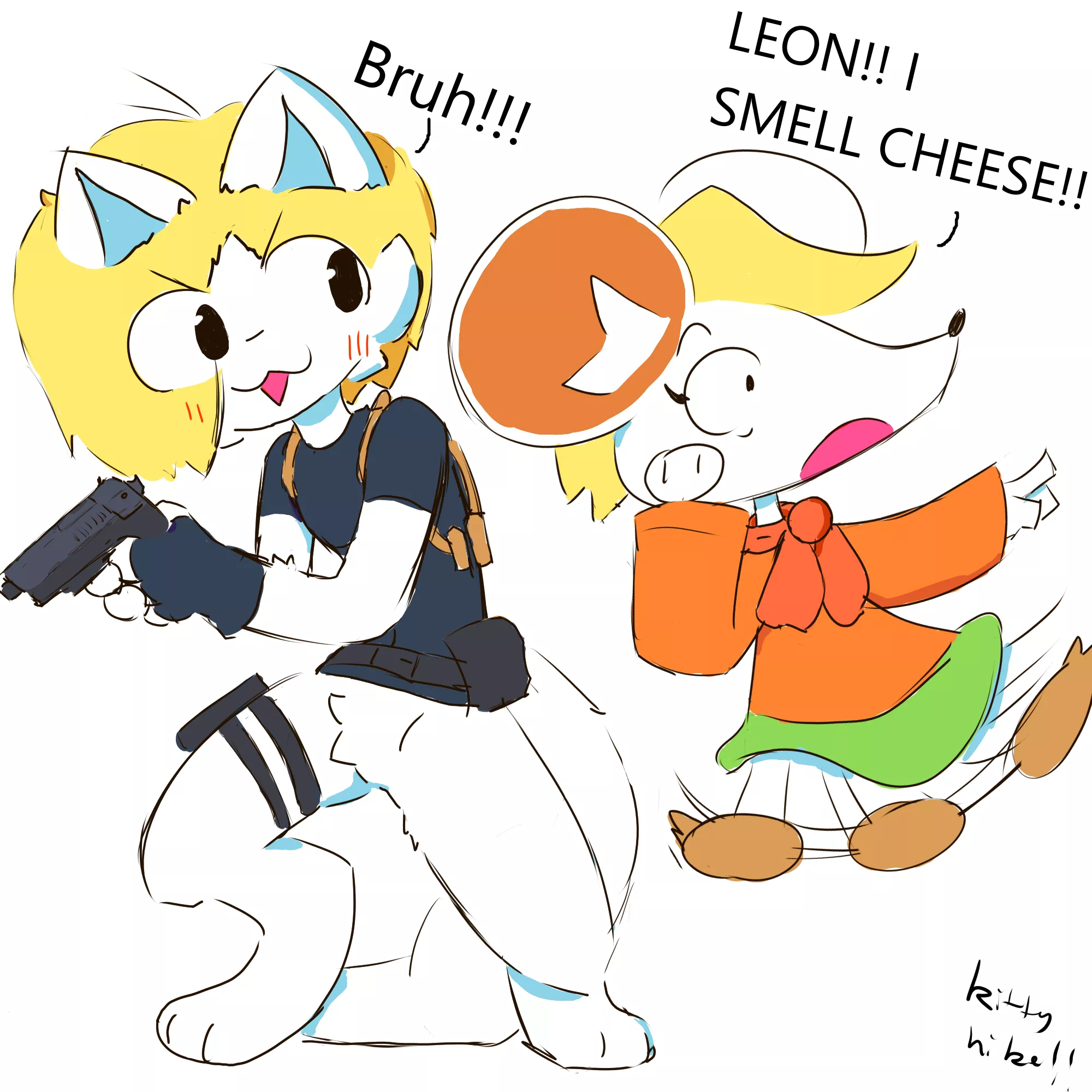 Meowlon and Moushly!!! (my art)