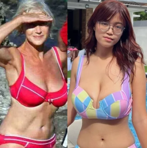 Side to side comparison of my young friend and meryl streep