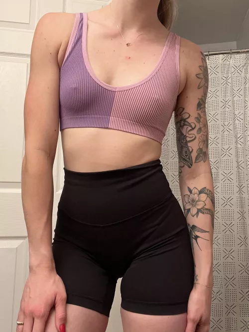 Trying to pick out my gym outfit for tomorrow