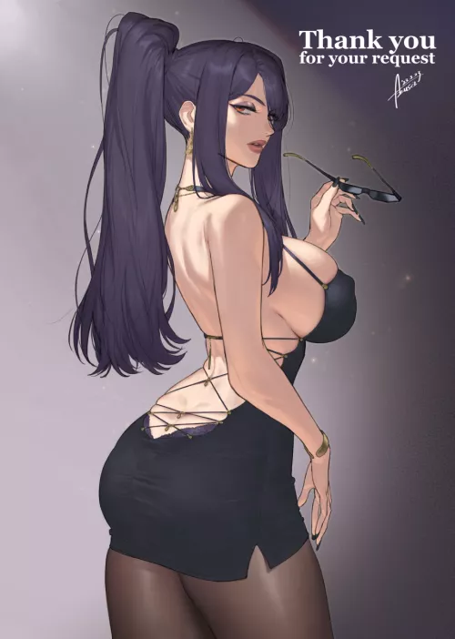 Black open back dress [Artist's Original]