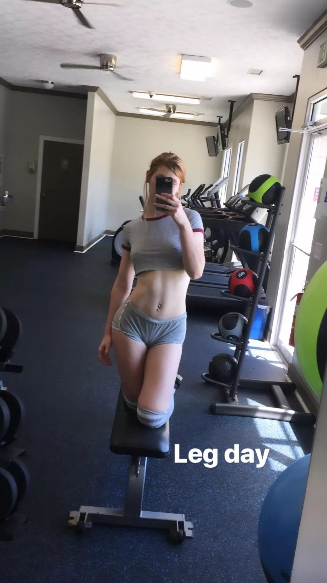 Leg day, no bra