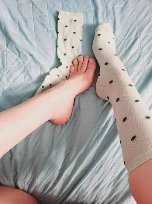My newest addition to the sock drawer (dotted white long socks) OC