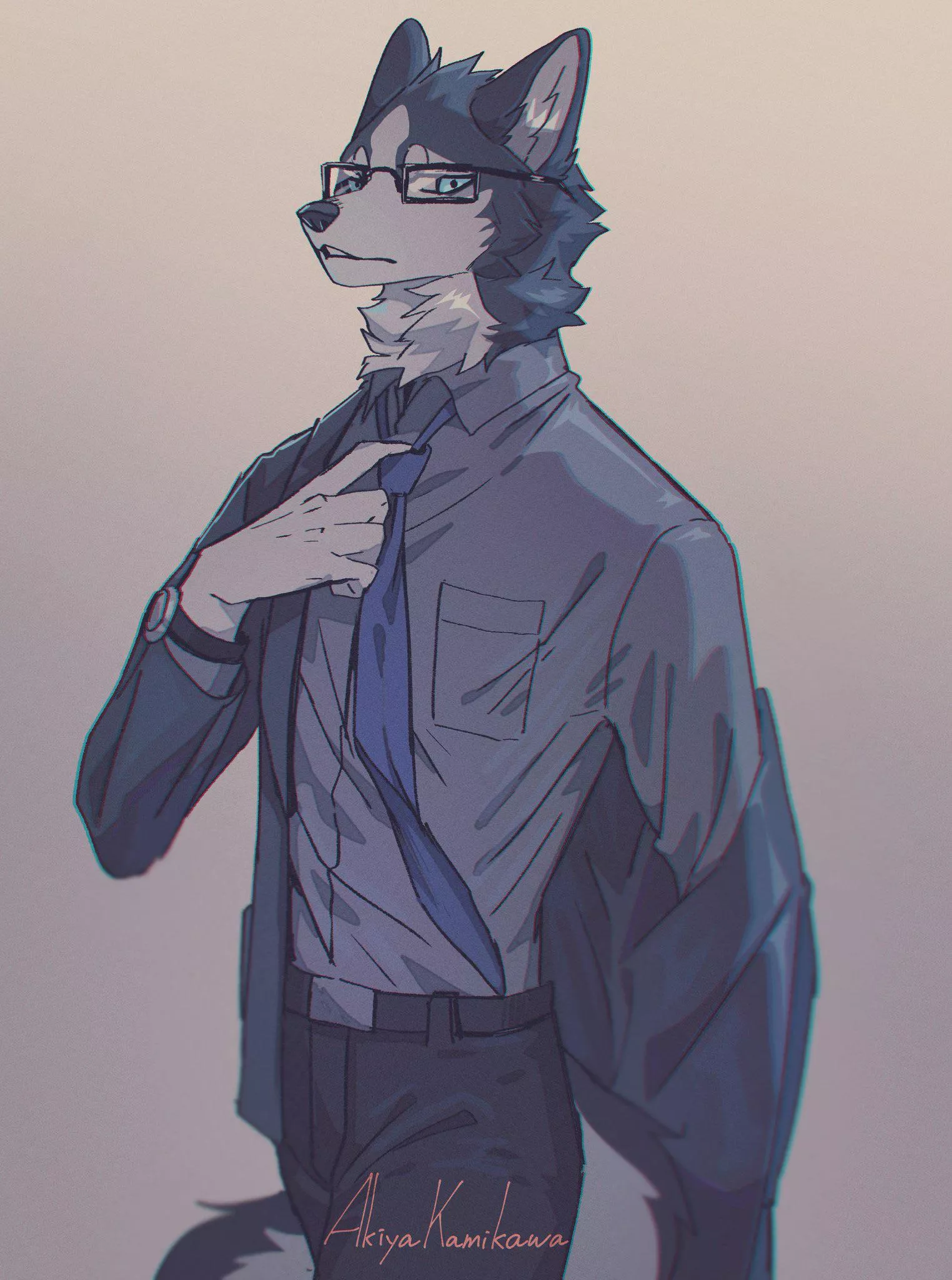 Husky+glasses+suit=🔥🔥🔥 (by me @AkiyakamikawaX on twitter)