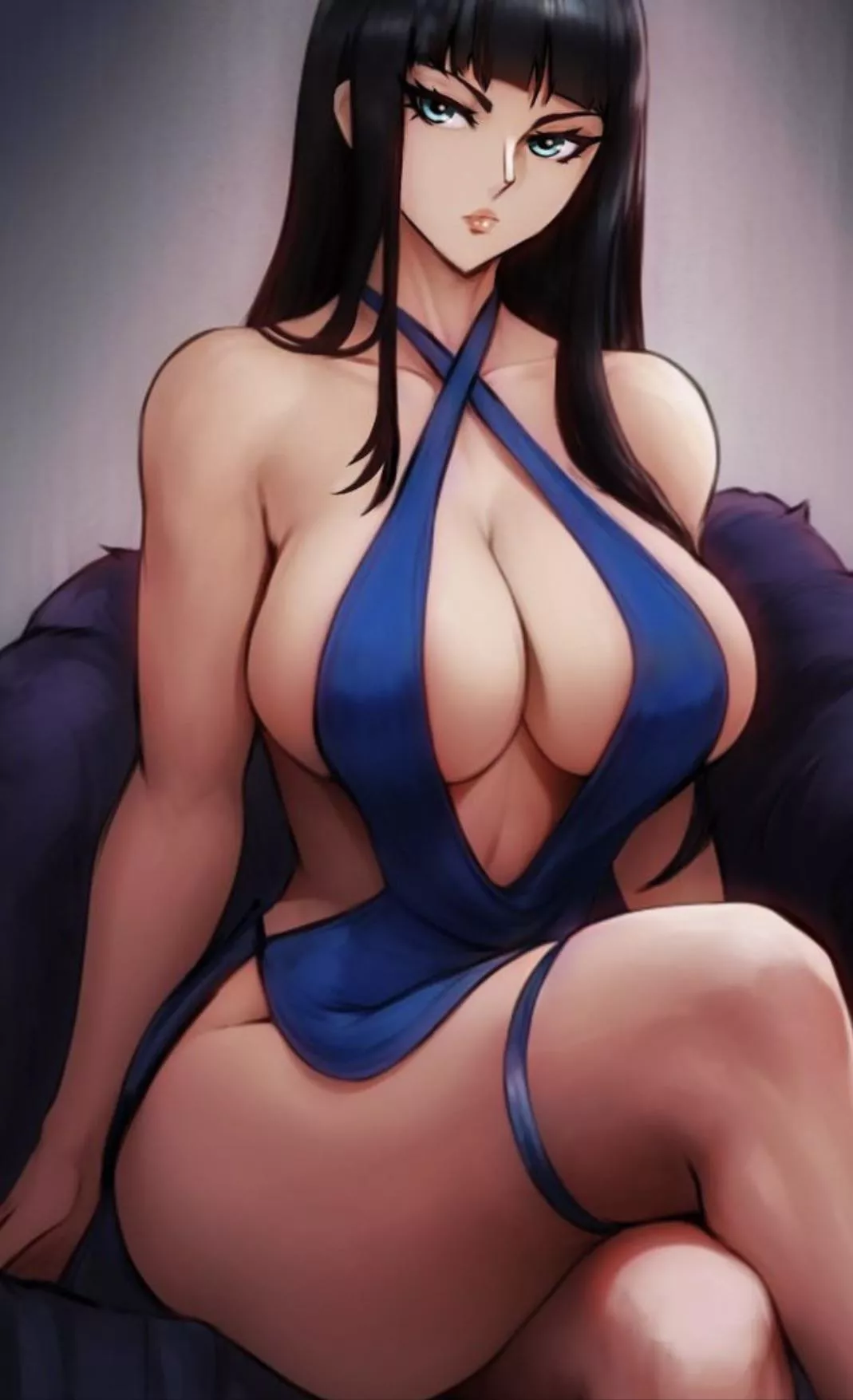 LF Color Source 1girl, string bikini, black hair, long hair, cross legged