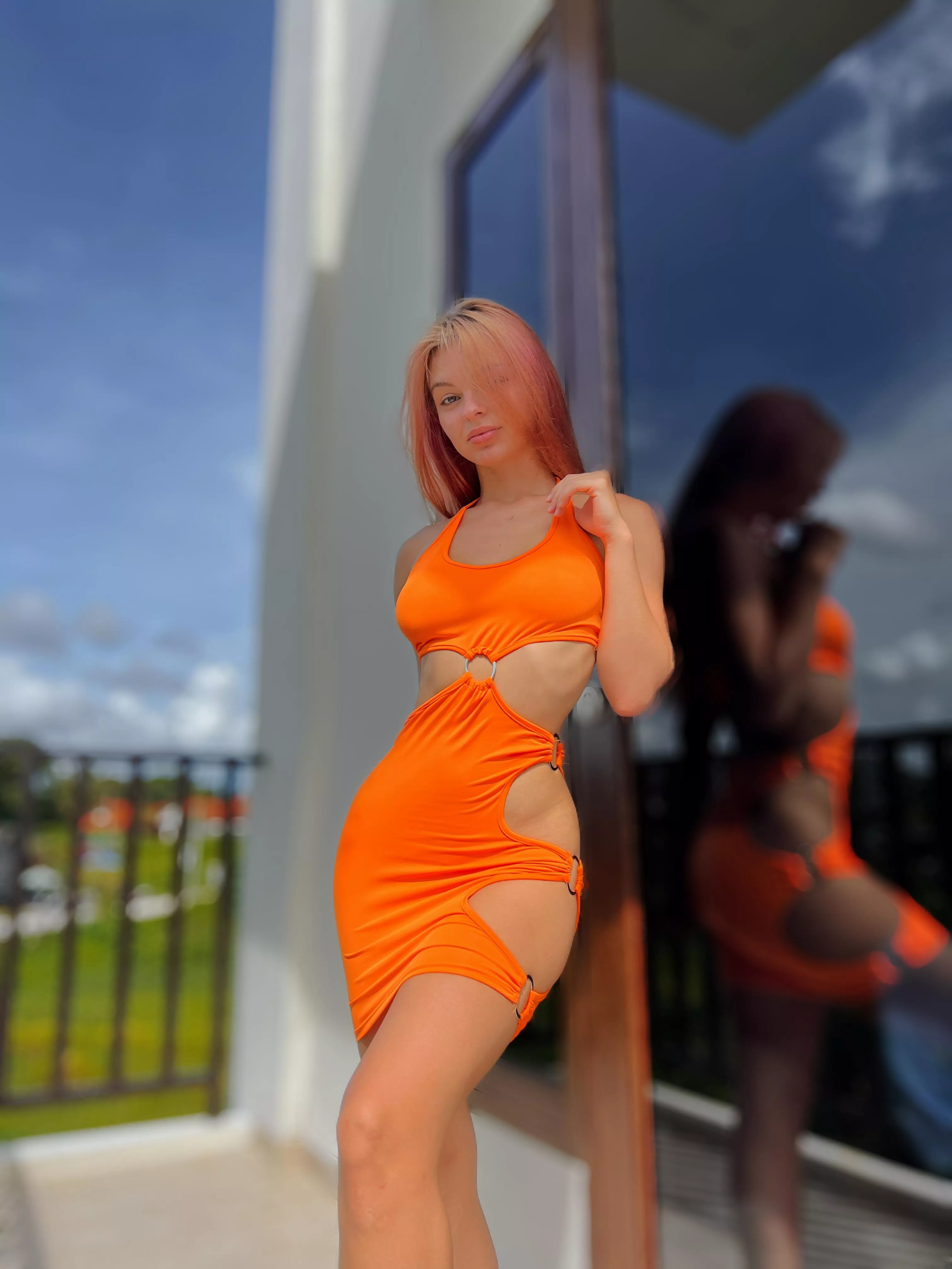 my orange dress is very bright and sexy :)