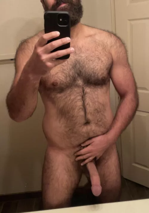 Big hairy cock on a big hairy body