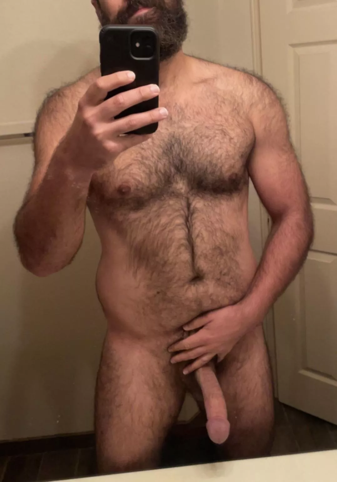 Big hairy cock on a big hairy body