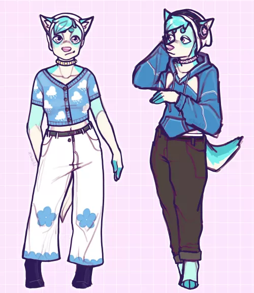 Drew my OC in some outfits 💙