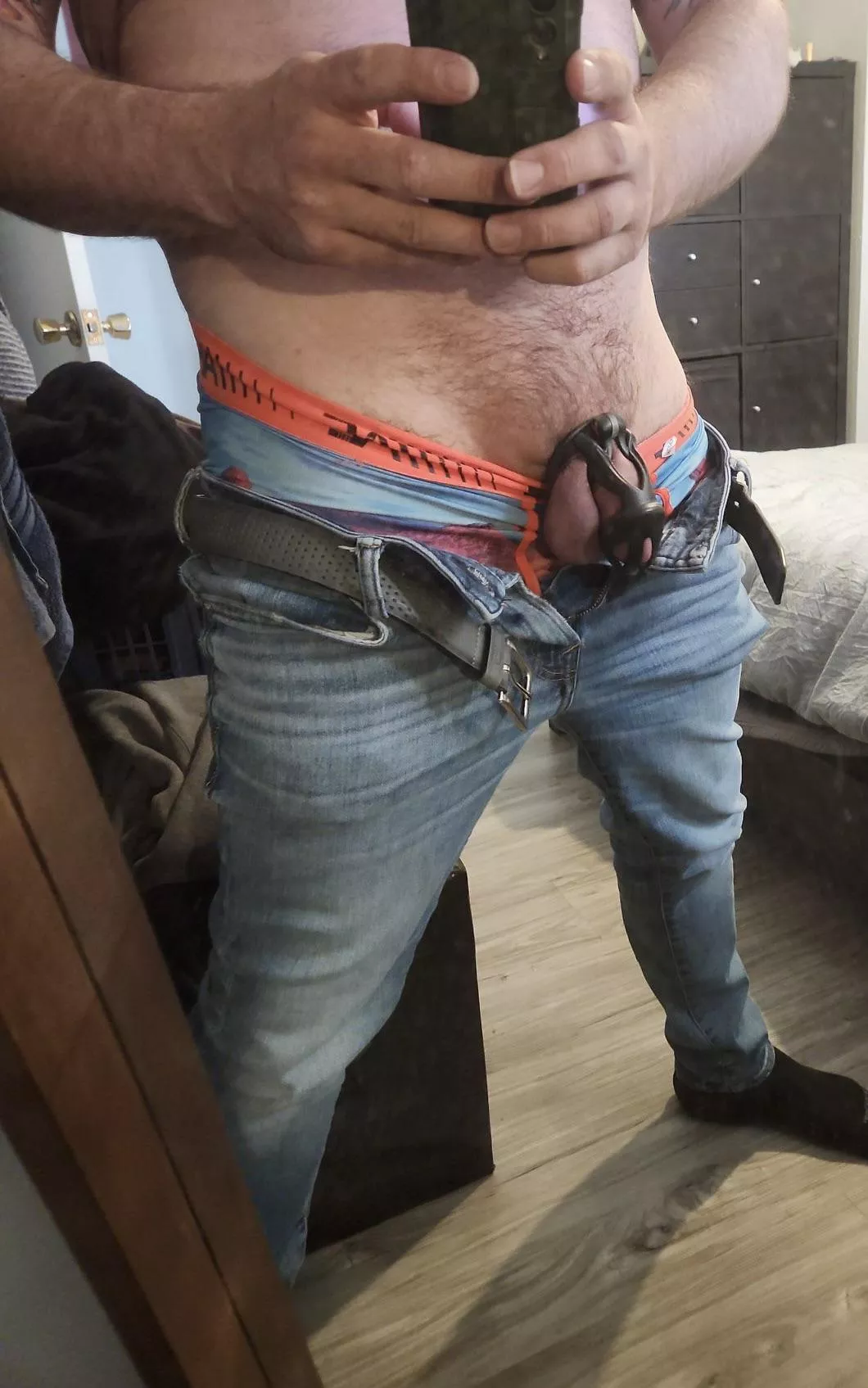 He’s locked up at home while I’m out getting fucked by a real man