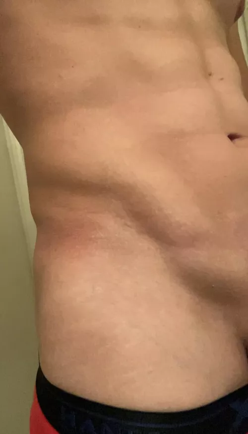 I can flex my abs so hard my whole body vibrates, especially my rock hard cock! Wanna see?