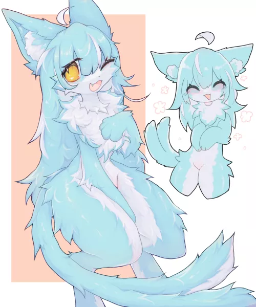 I wanted to draw Omaneko after seeing him here 🩵 (art by me)