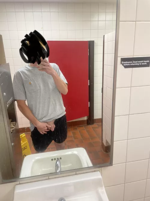 Jacking off in a public bathroom is a rush