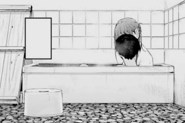 LF Mono Source: 1boy, 1girl, bathroom, bath, brown hair, fakku tag