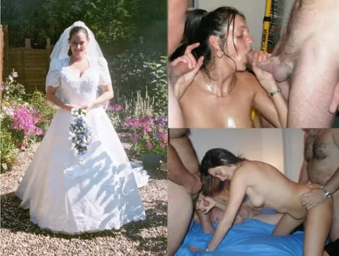 That's what a beautiful bride deserves after a pompous wedding.. a pompous pumping of cum in all her holes from multiple dicks 🍑💦