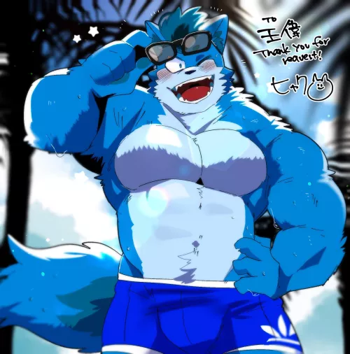 Beside the beach (art by hyaku on twitter)