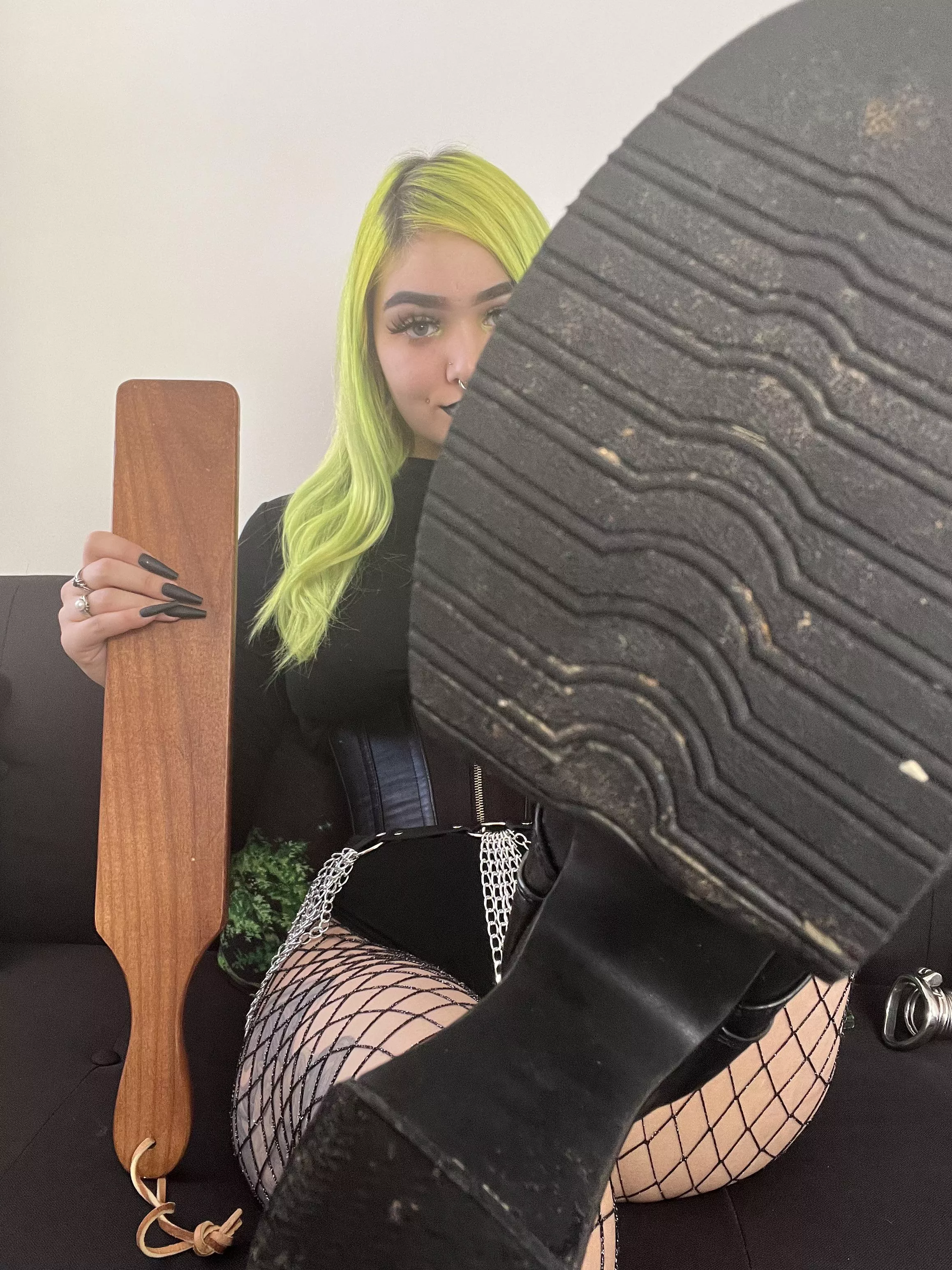 [Domme] A tiny cock likes yours deserves punishment. So choose; my boot or my paddle?