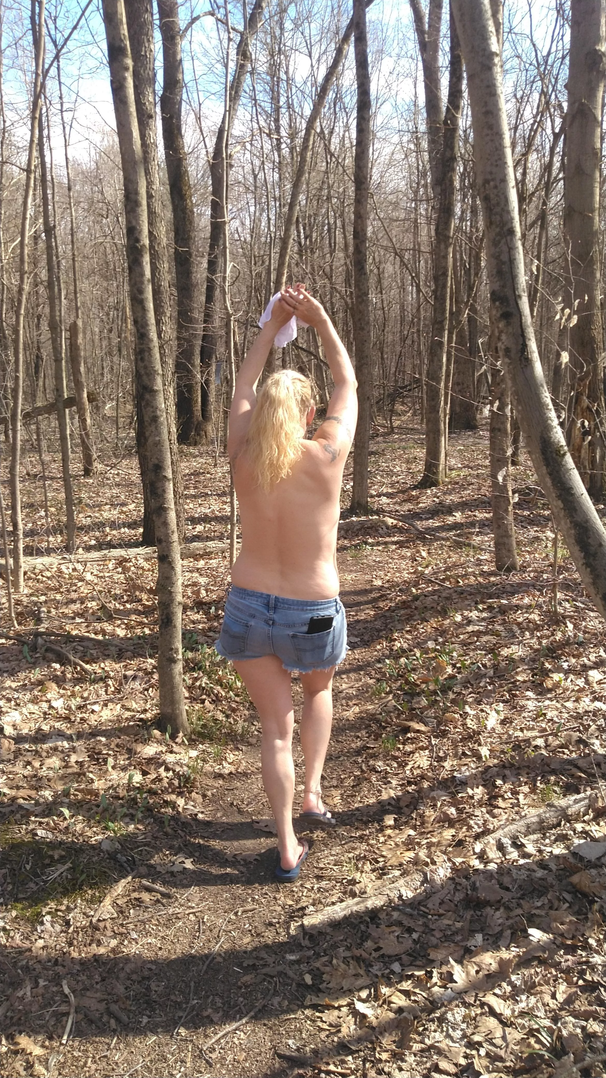 Enjoying the nice weather with a walk in the park